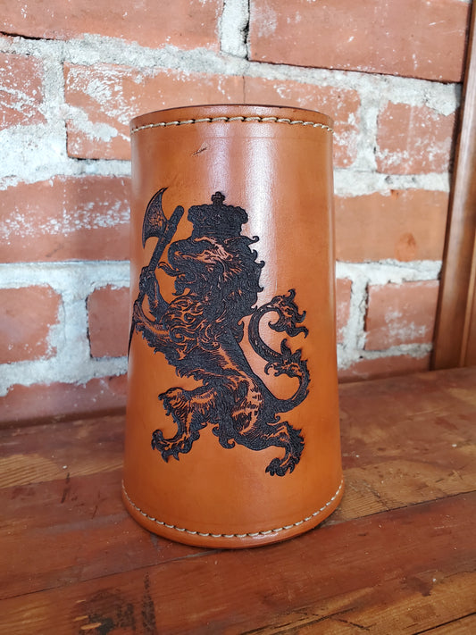 24 ounce German Stein Inspired Leather Mug
