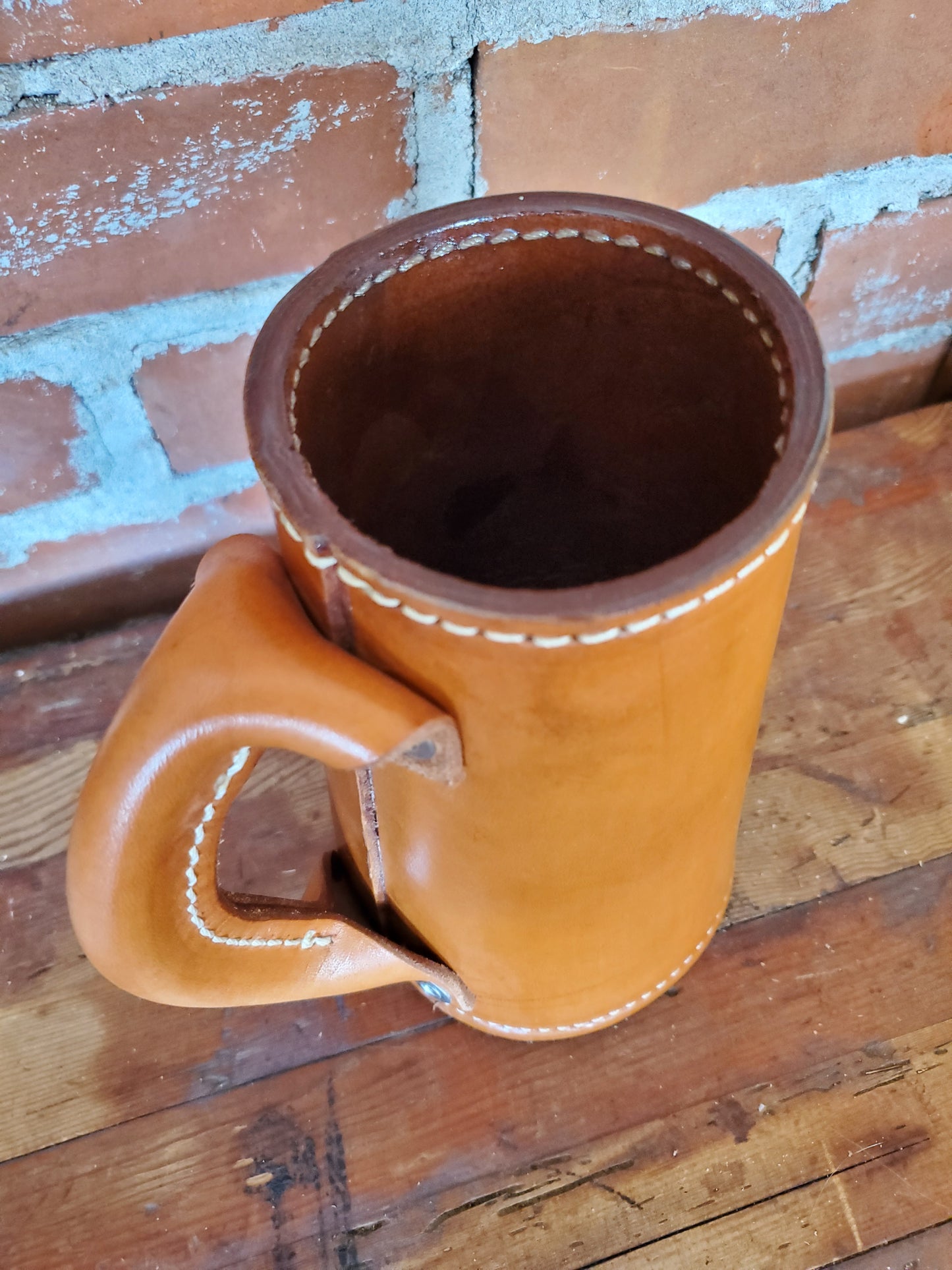 24 ounce German Stein Inspired Leather Mug