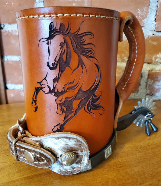 24 ounce Leather Mug with Spur
